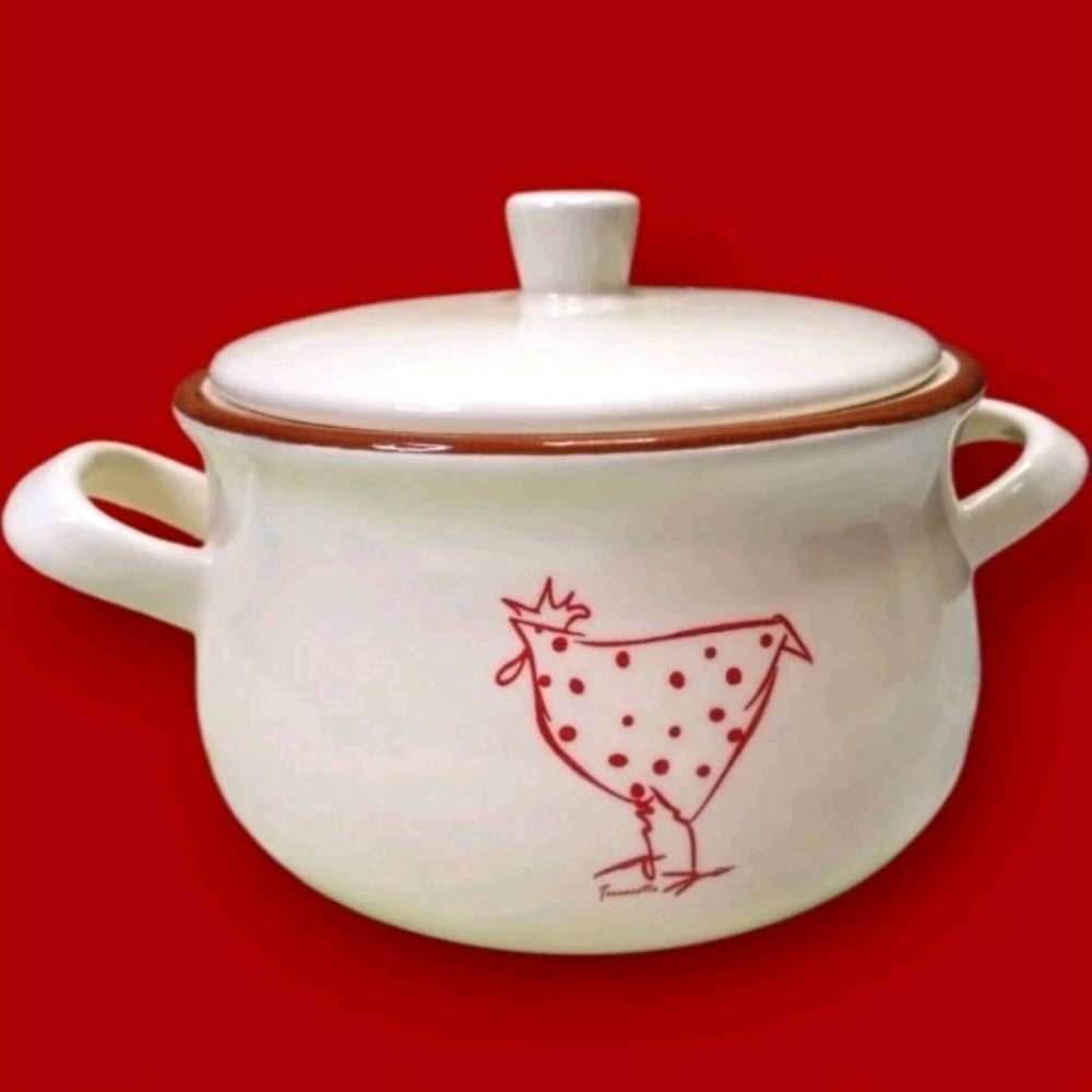 Coastline Imports Terracotta  Ceramic Pot/Lid, Farmhouse Rustic W 5.5" x H 3"